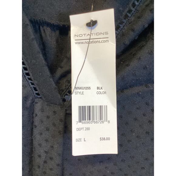 Notations Women’s Black Sleeveless V-Neck Swiss Tunic Top - Picture 2 of 5